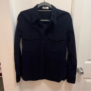 NWOT Aritzia Babaton navy corduroy button down shirt size S